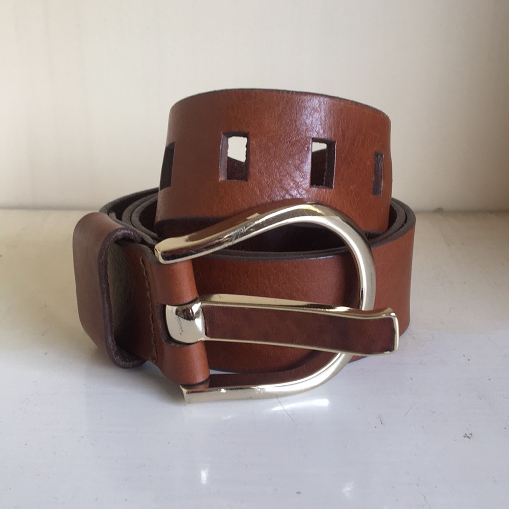 Leather Belt with Rectangle Loops